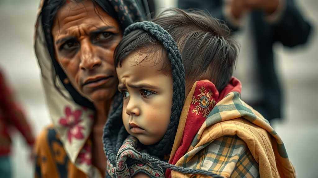 A mother and child, embodying resilience in their expressions.